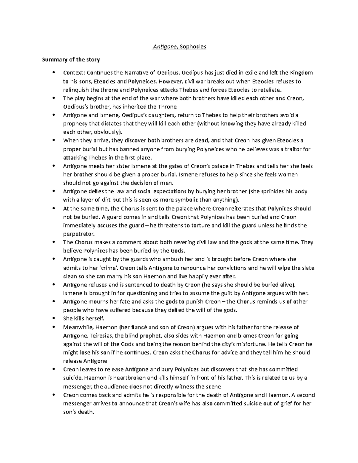 Antigone Reading Summary Antigone, Sophocles Summary of the story