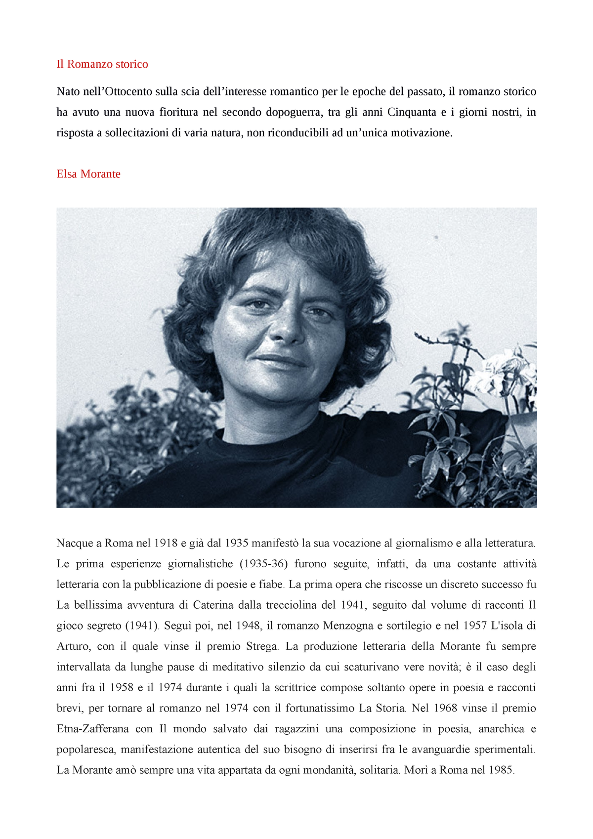 LA STORIA di Elsa Morante, Slide di Italiano