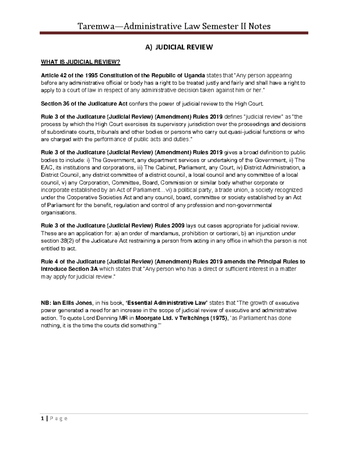 taremwa-administrative-law-semester-ii-notes-a-judicial-review-what