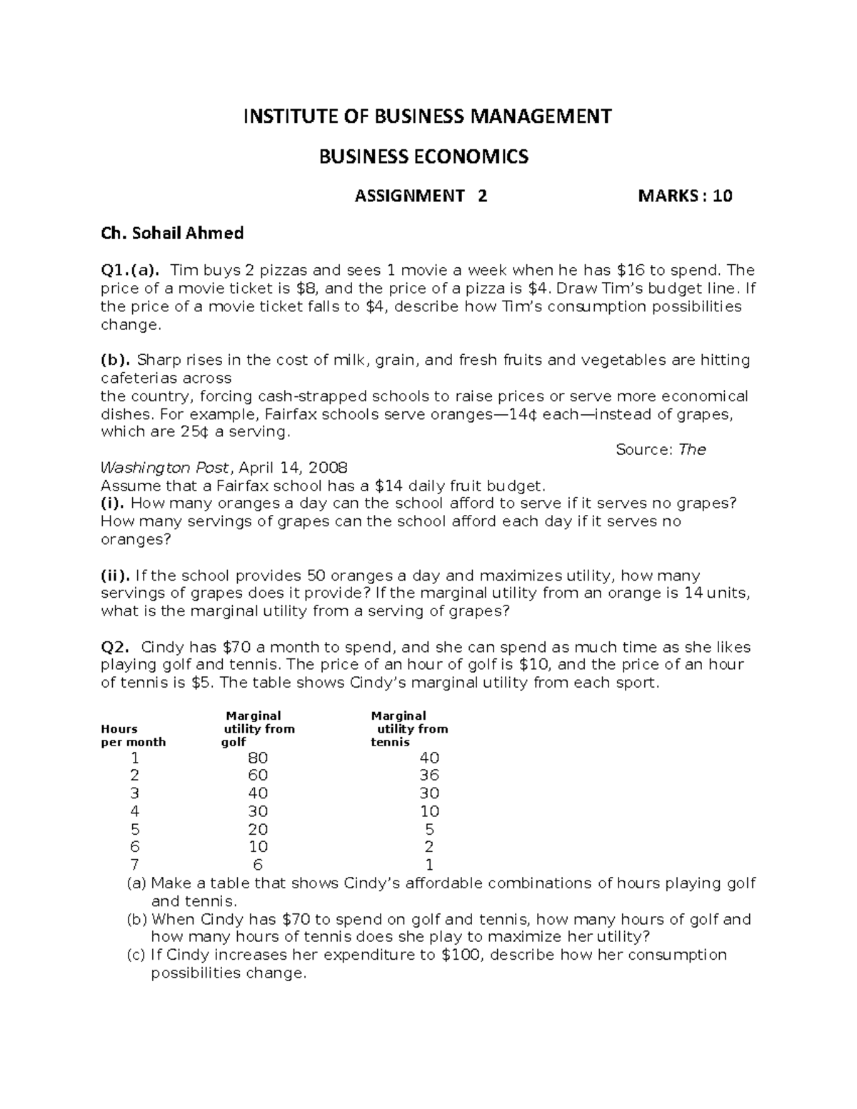 macro economics assignment