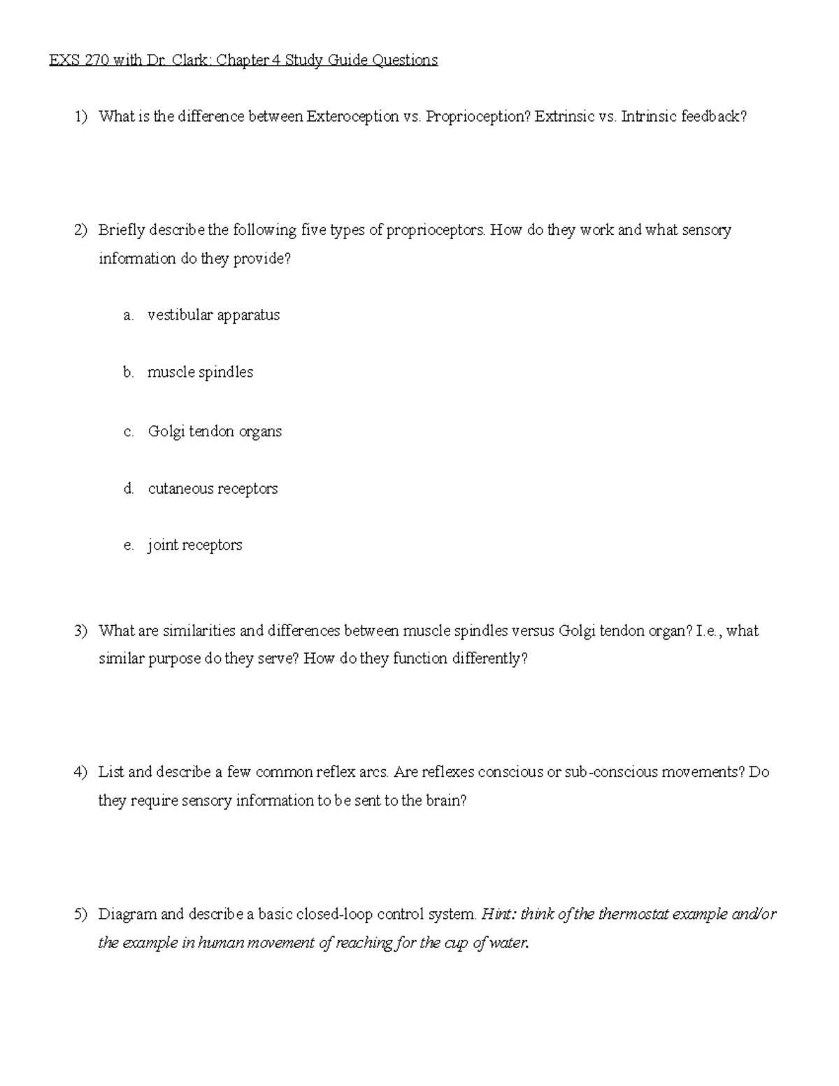 EXS 270 - Ch. 4 Study Questions - EXS 270 with Dr. Clark: Chapter 4 ...
