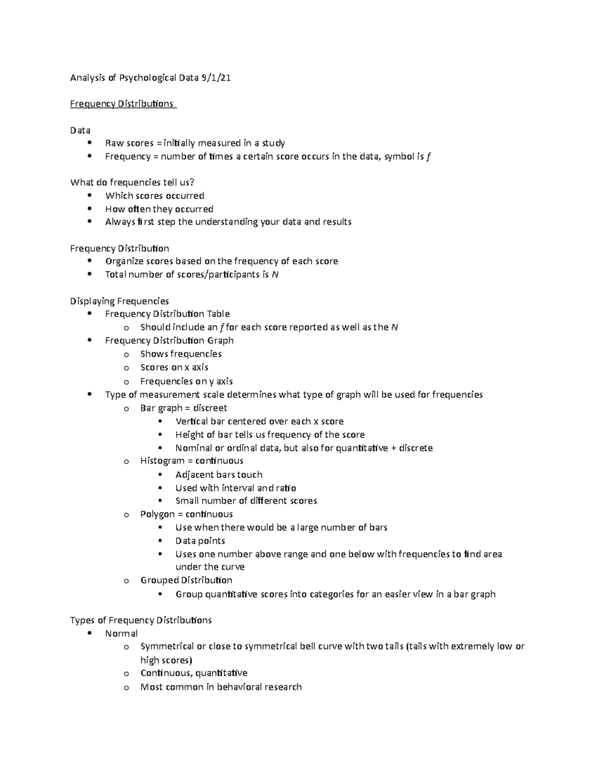 APD Frequency Distributions - Analysis of Psychological Data 9/1 ...