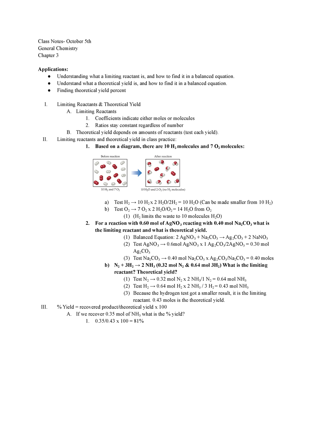 General Chemistry Chapter 3 (pt2) - Class Notes- October 5th General ...