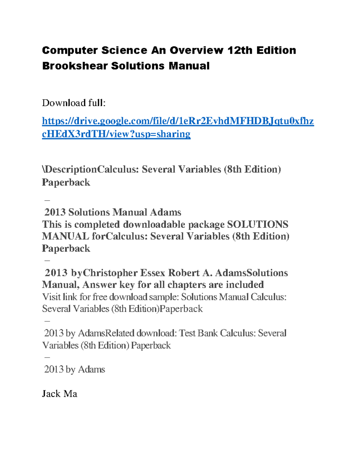 Idoc - Computer Science An Overview 12th Edition Brookshear Solutions ...