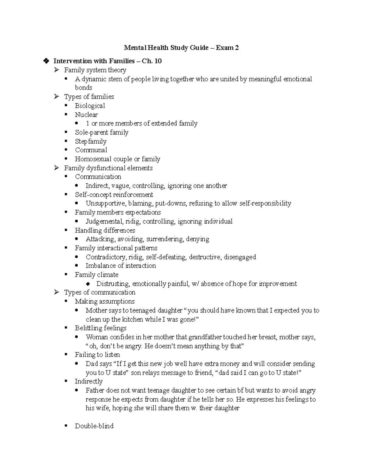 Exam 2 - Study Guide - notes - Mental Health Study Guide – Exam 2 ...