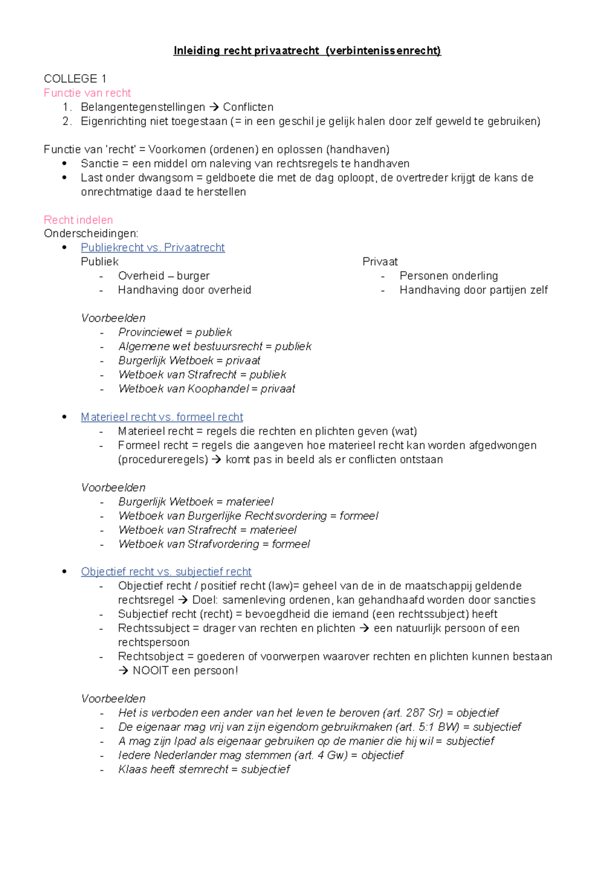 Samenvatting IRPV - Inleiding Recht Privaatrecht (verbintenissenrecht ...