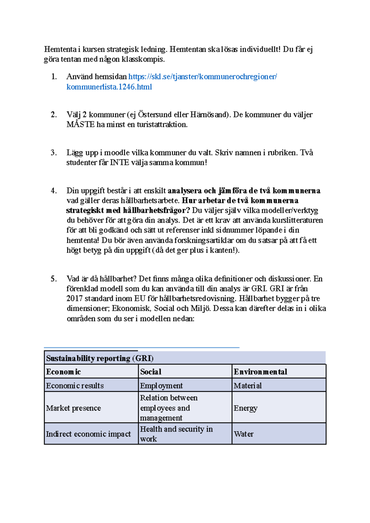 Tentamen - Instruktioner Och Svar - Hemtenta I Kursen Strategisk ...