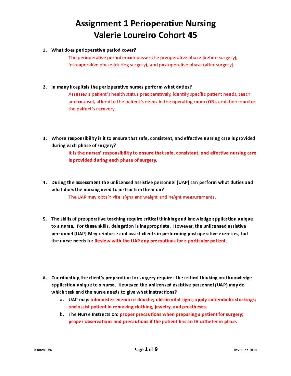 assignment 1 perioperative nursing