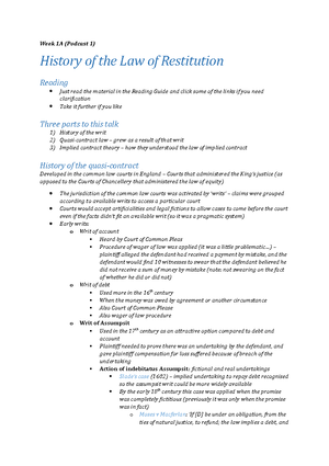 Reading Guide - RESTITUTION LAWS 4254/ READING GUIDE AND E BRICK ...