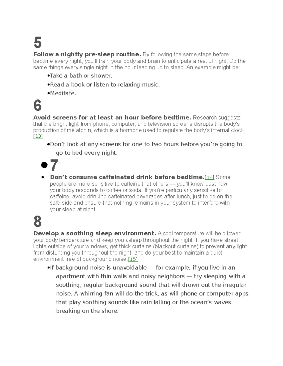 10 ECE LECTURES 5 Follow a nightly presleep routine. By following