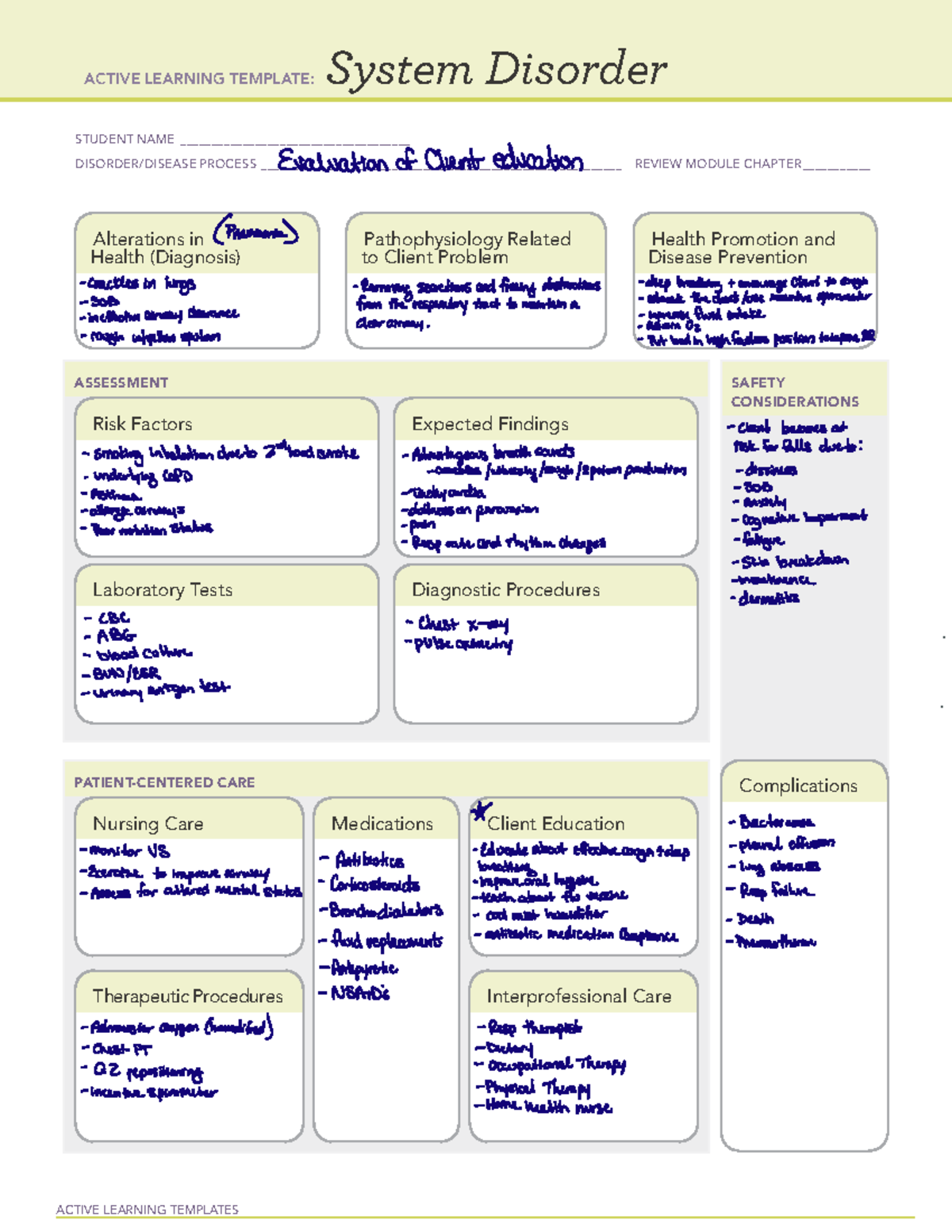 Evaluation Of Client Education - ACTIVE LEARNING TEMPLATES System ...