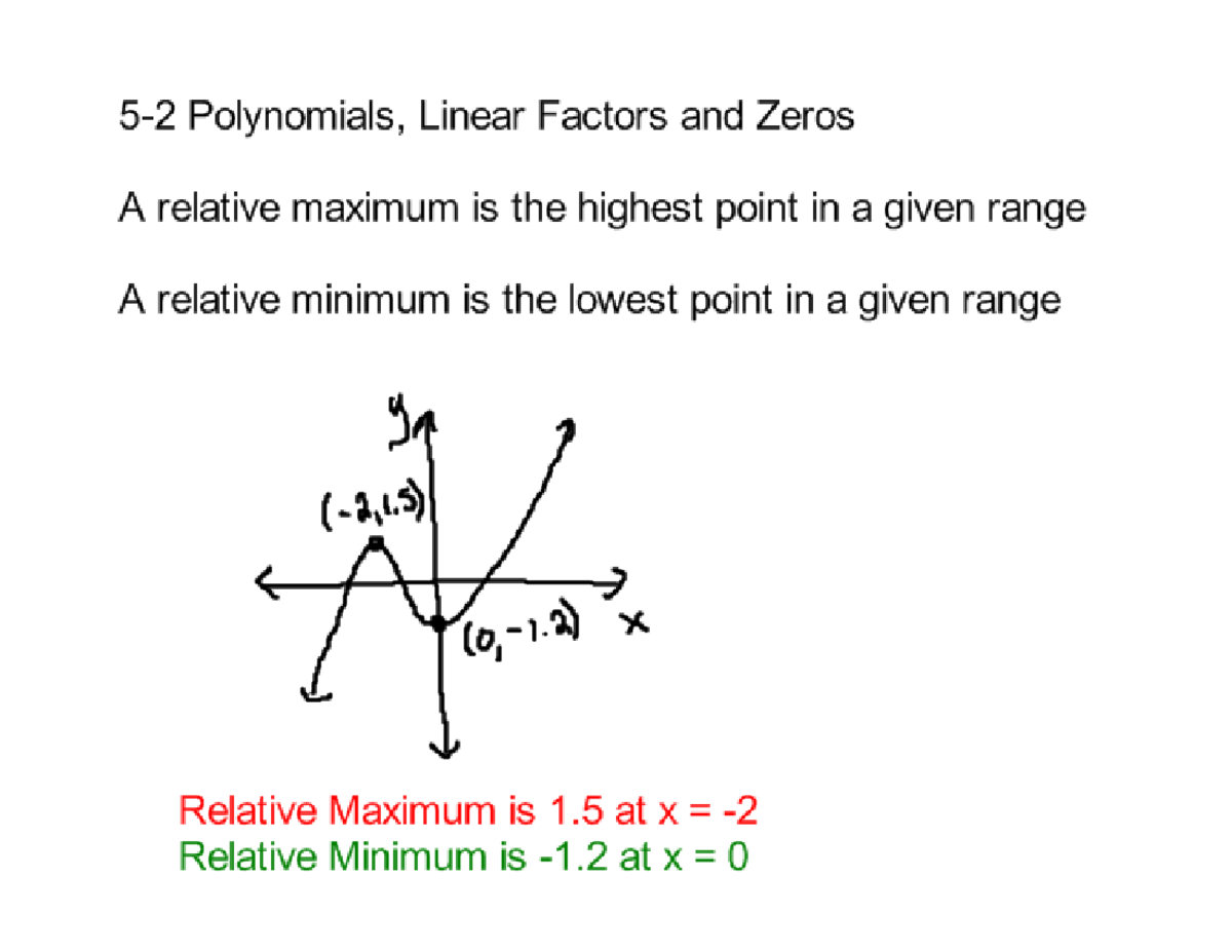 5-2 Polynomials, Linear Factors and Zeros - Part 2 - Polynomials ...