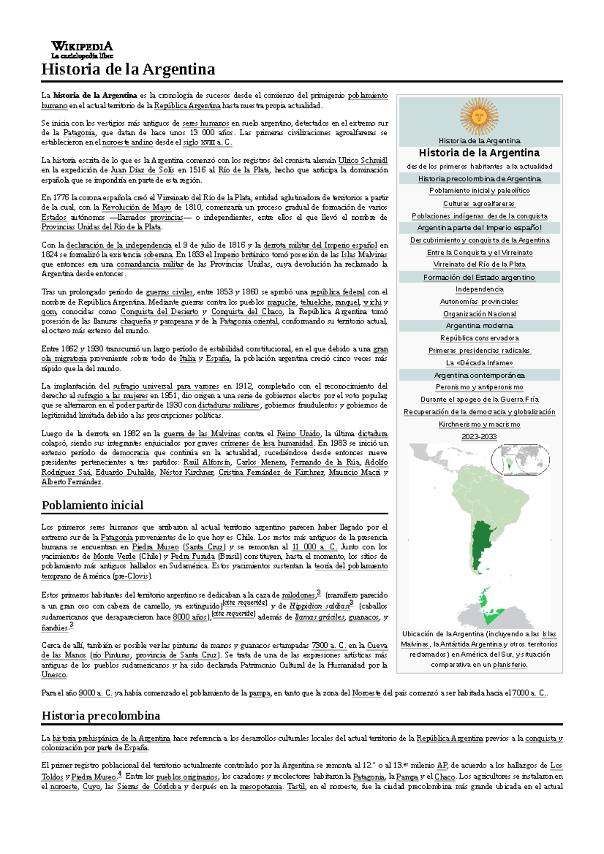 Historia de la Argentina Historia de la Argentina Historia de la