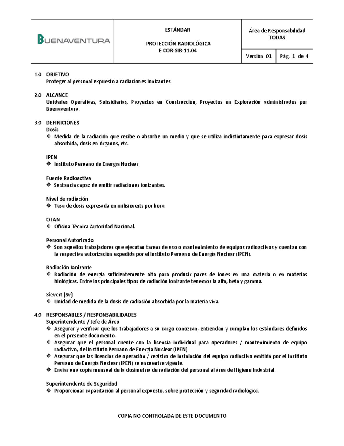 E-COR-SIB-11.04 Protección Radiológica - PROTECCI”N RADIOL”GICA E-COR ...