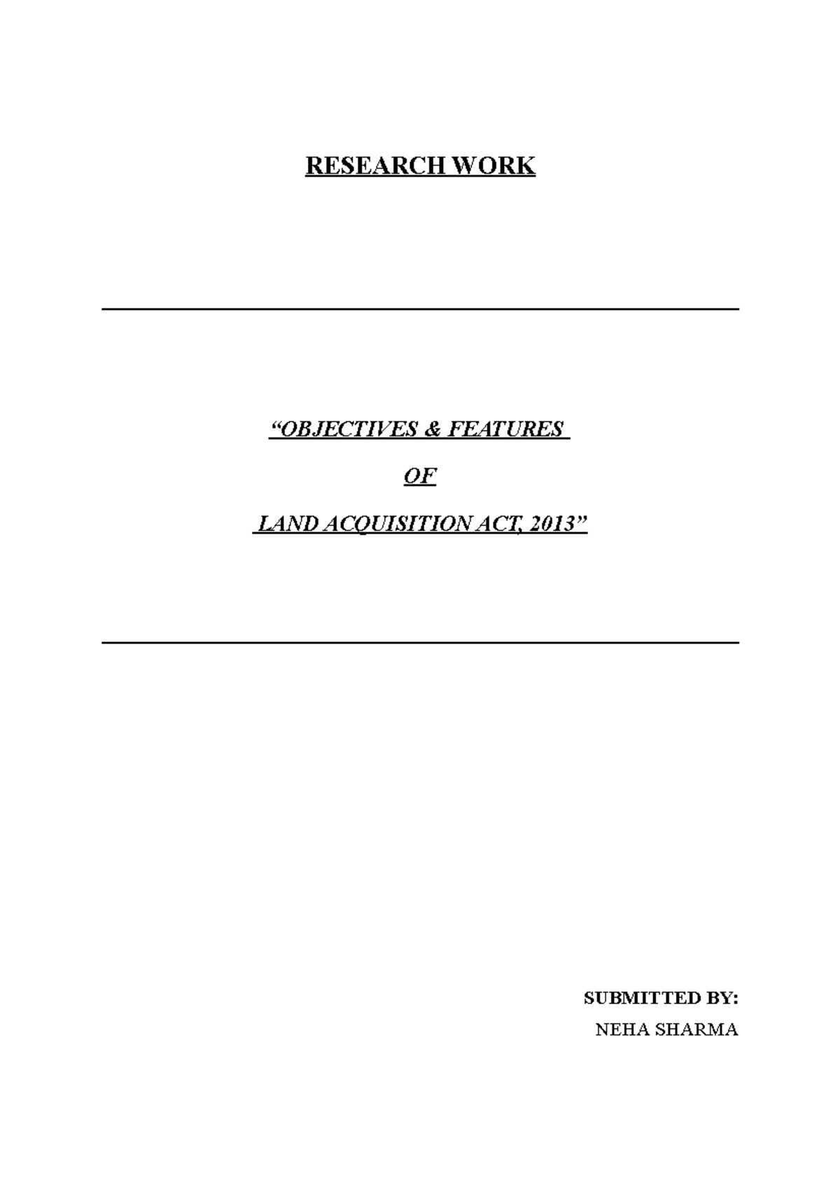 research-land-acquisition-act-research-work-objectives-features-of