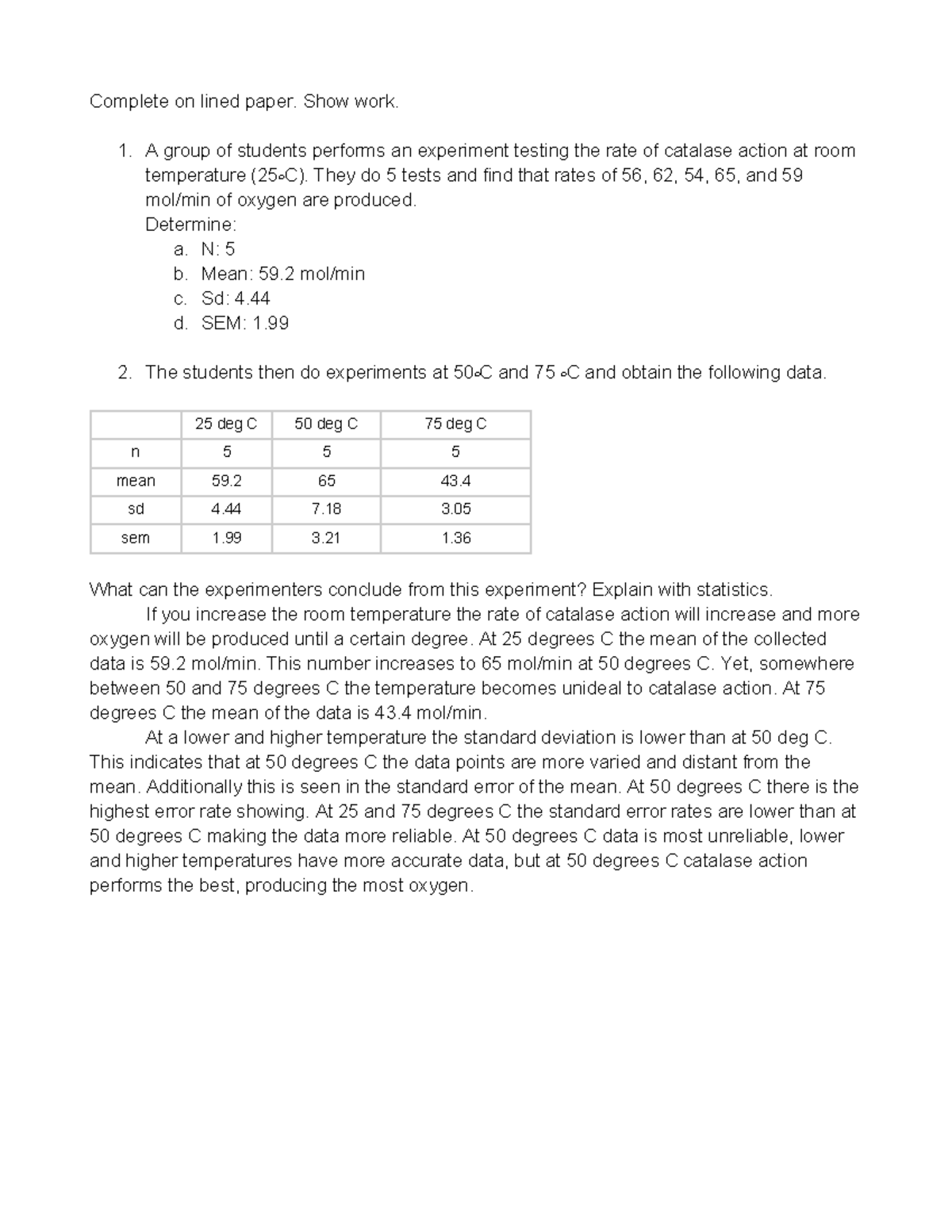 Stats Review Question - this is a document on my ap biology homework ...