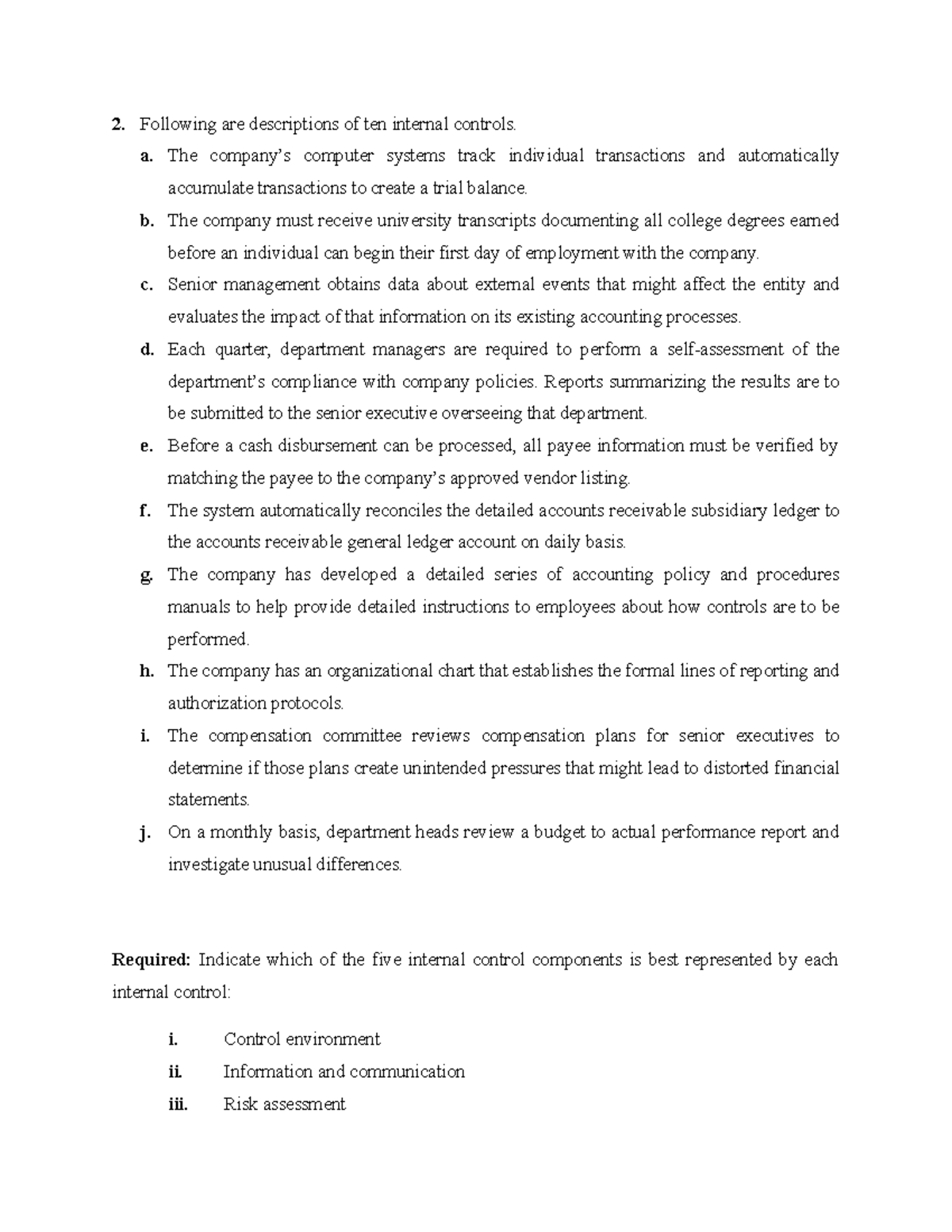 Descriptions of IC doc Following are descriptions of ten internal