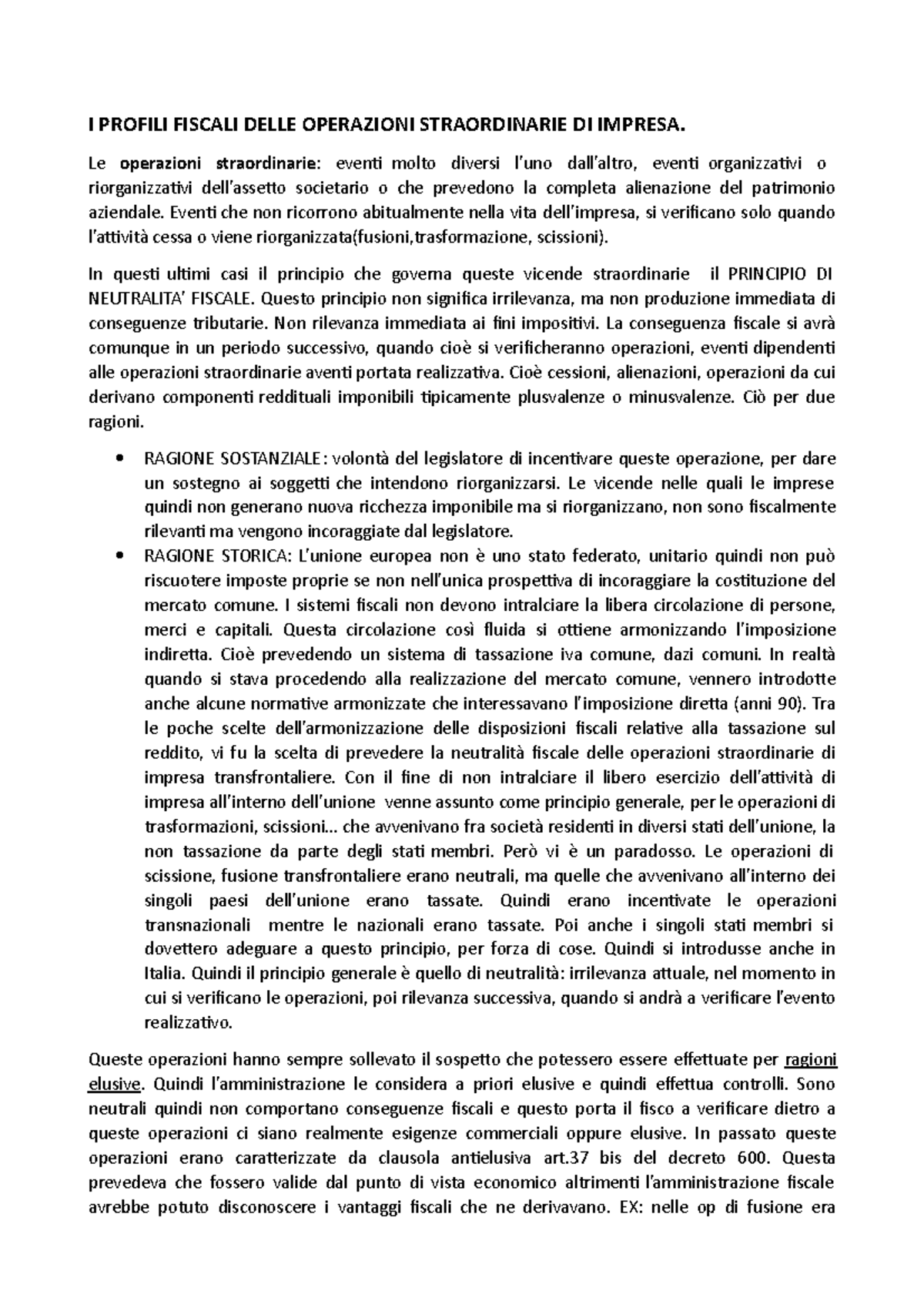 Lezione 13 Diritto Tributario - I PROFILI FISCALI DELLE OPERAZIONI ...