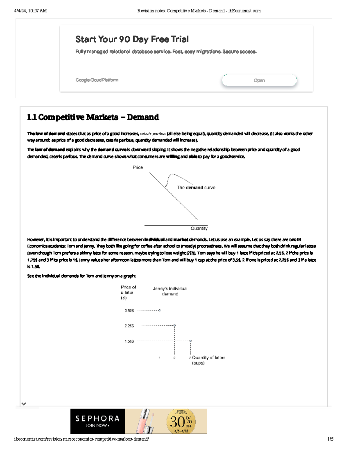 Revision notes Competitive Markets - Demand - ib Economist - Start Your ...
