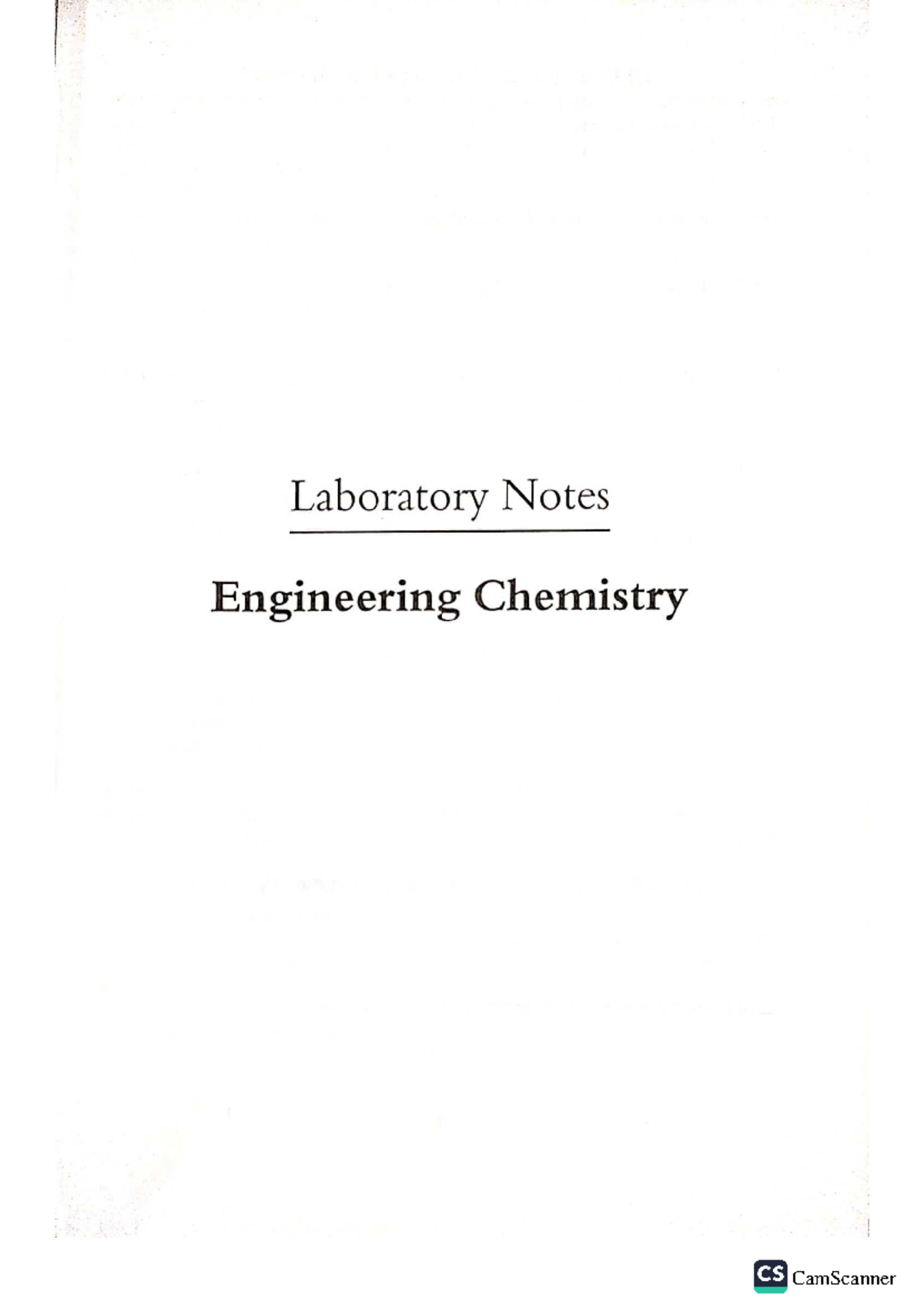 Laboratory Book - Engineering Chemistry - Studocu