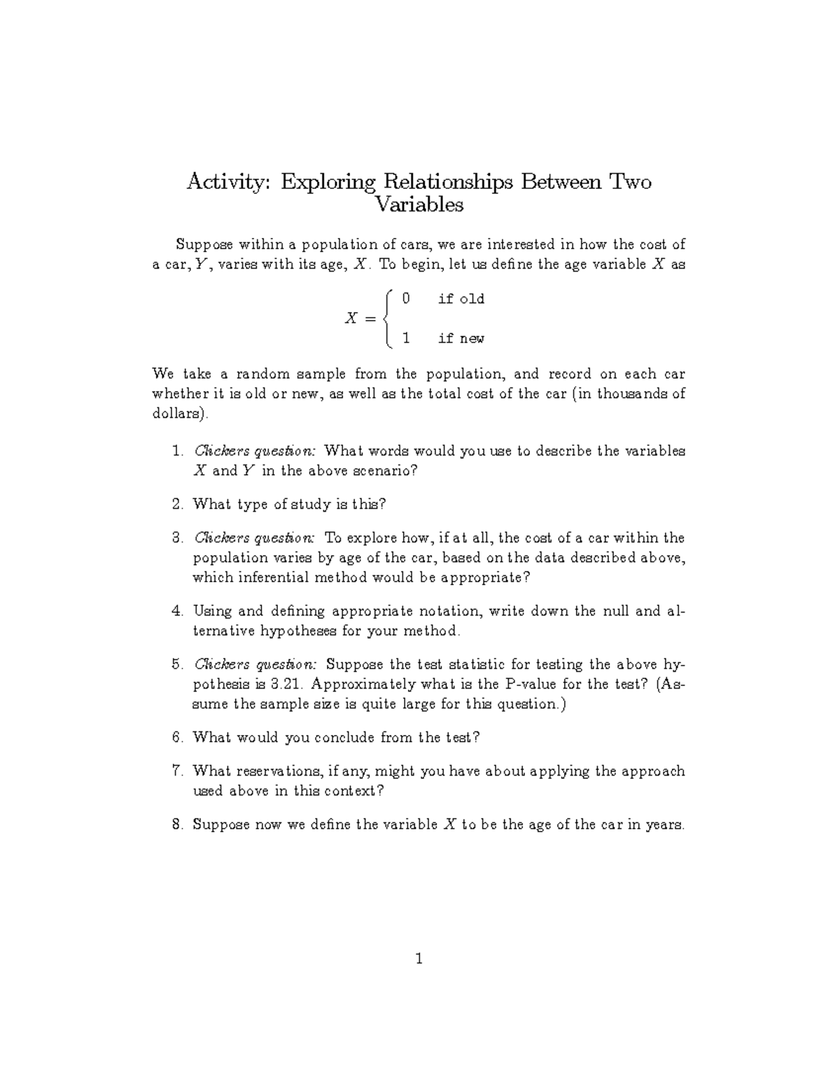 Activity 1 STAT 306 - Activity: Exploring Relationships Between Two ...