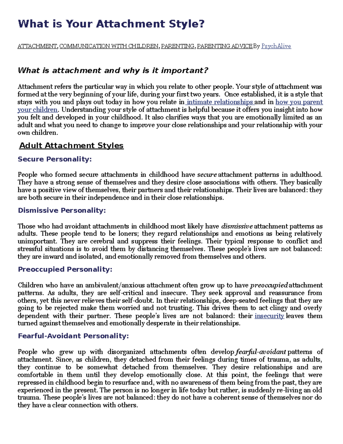 What is Your Attachment Style - What is Your Attachment Style ...