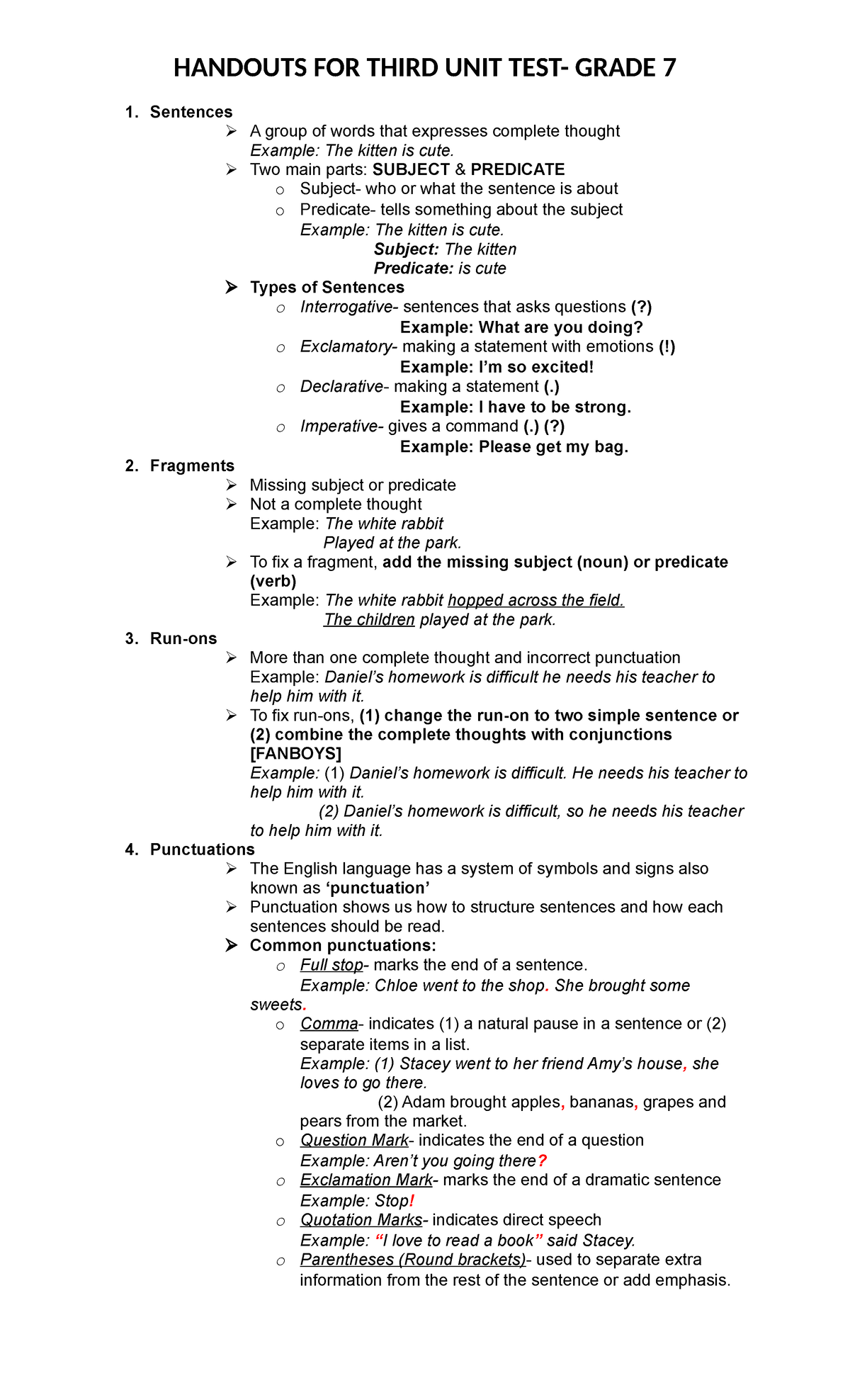 Handouts for 4th Unit - Summary Education - HANDOUTS FOR THIRD UNIT ...