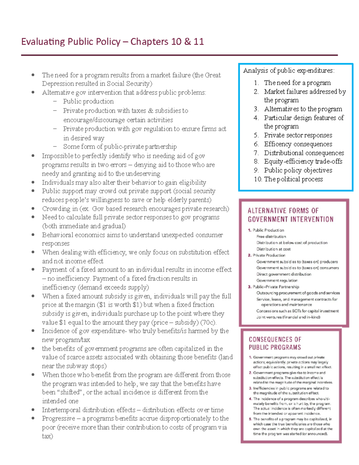 Topic 4 Lecture Notes - Evaluating Public Policy – Chapters 10 & 11 The ...
