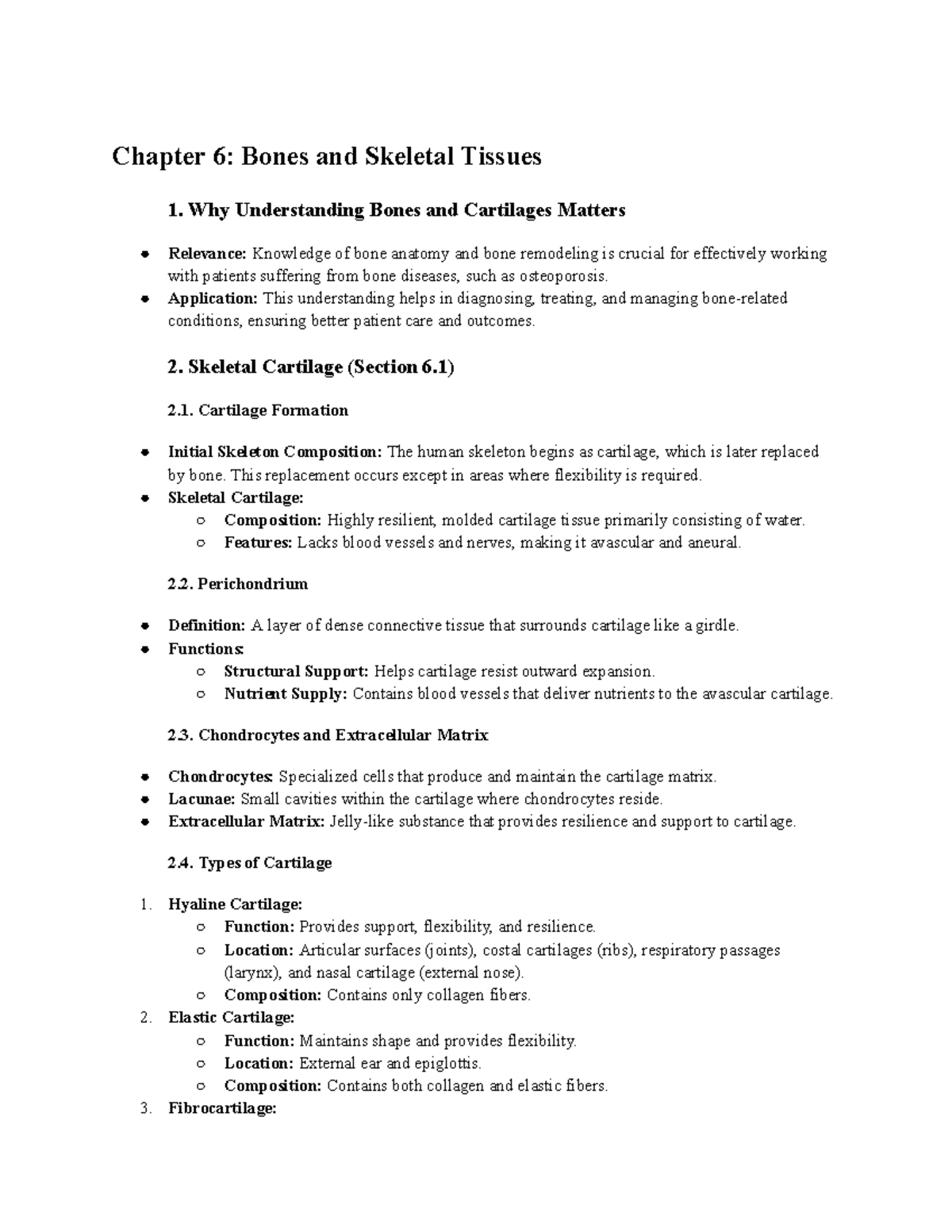 Ch. 6 - notes - Chapter 6: Bones and Skeletal Tissues 1. Why ...