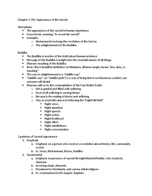 Chapter 5 - notes - Chapter 5: Ritual o “no person who lives in human ...
