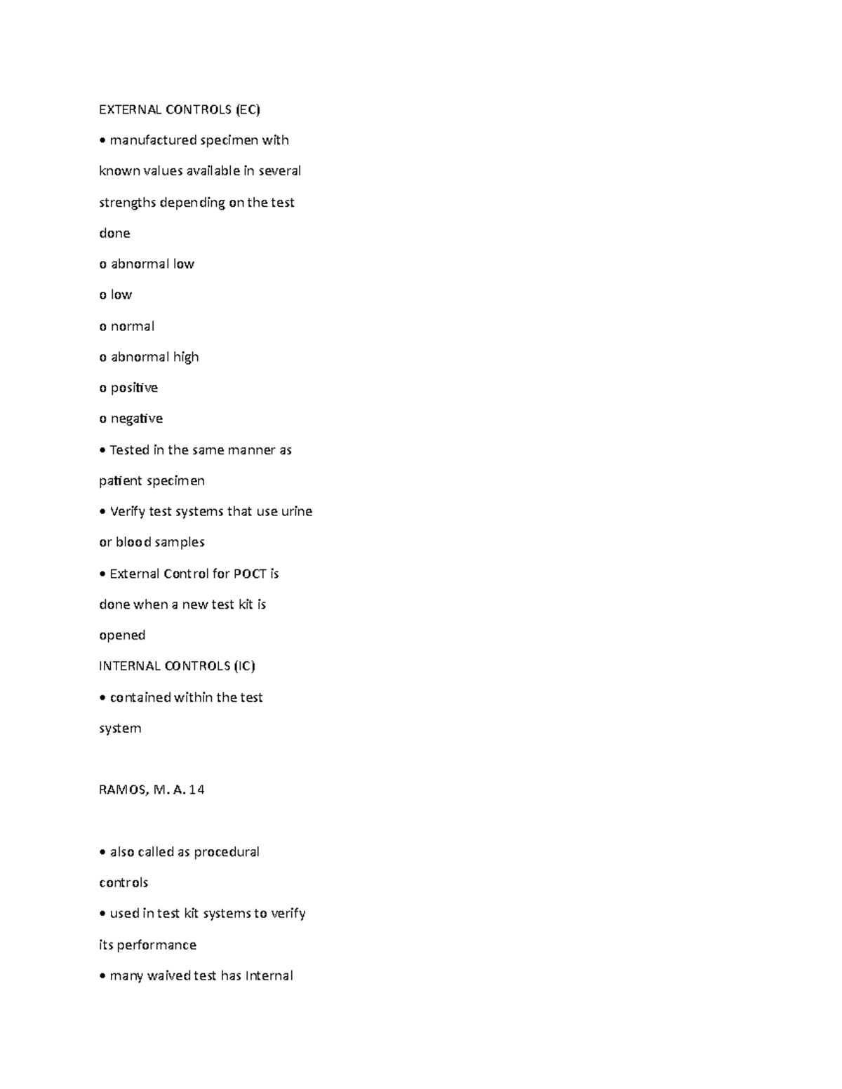 External Controls - EXTERNAL CONTROLS (EC) manufactured specimen with ...