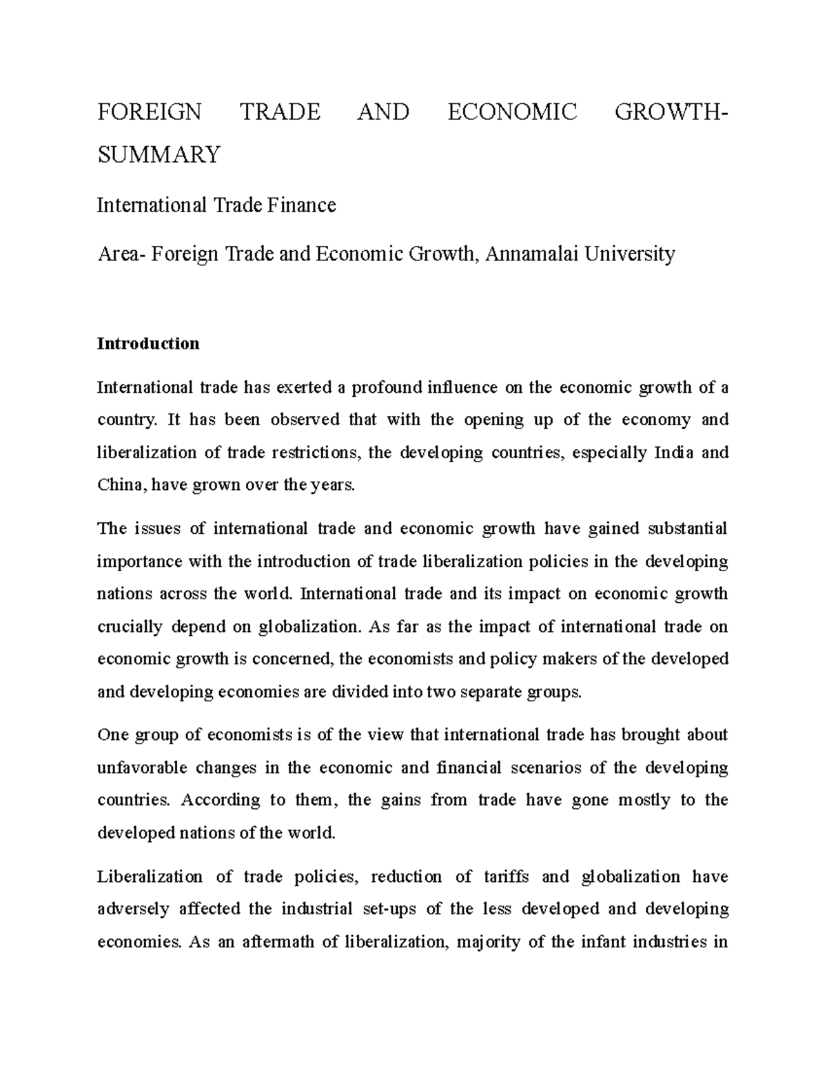 research topics in international trade