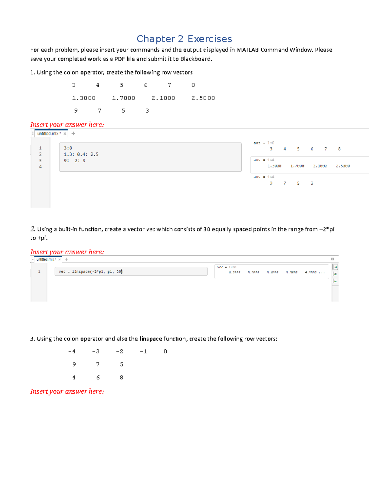 Chapter 2 Assignment Chapter 2 Exercises For each problem