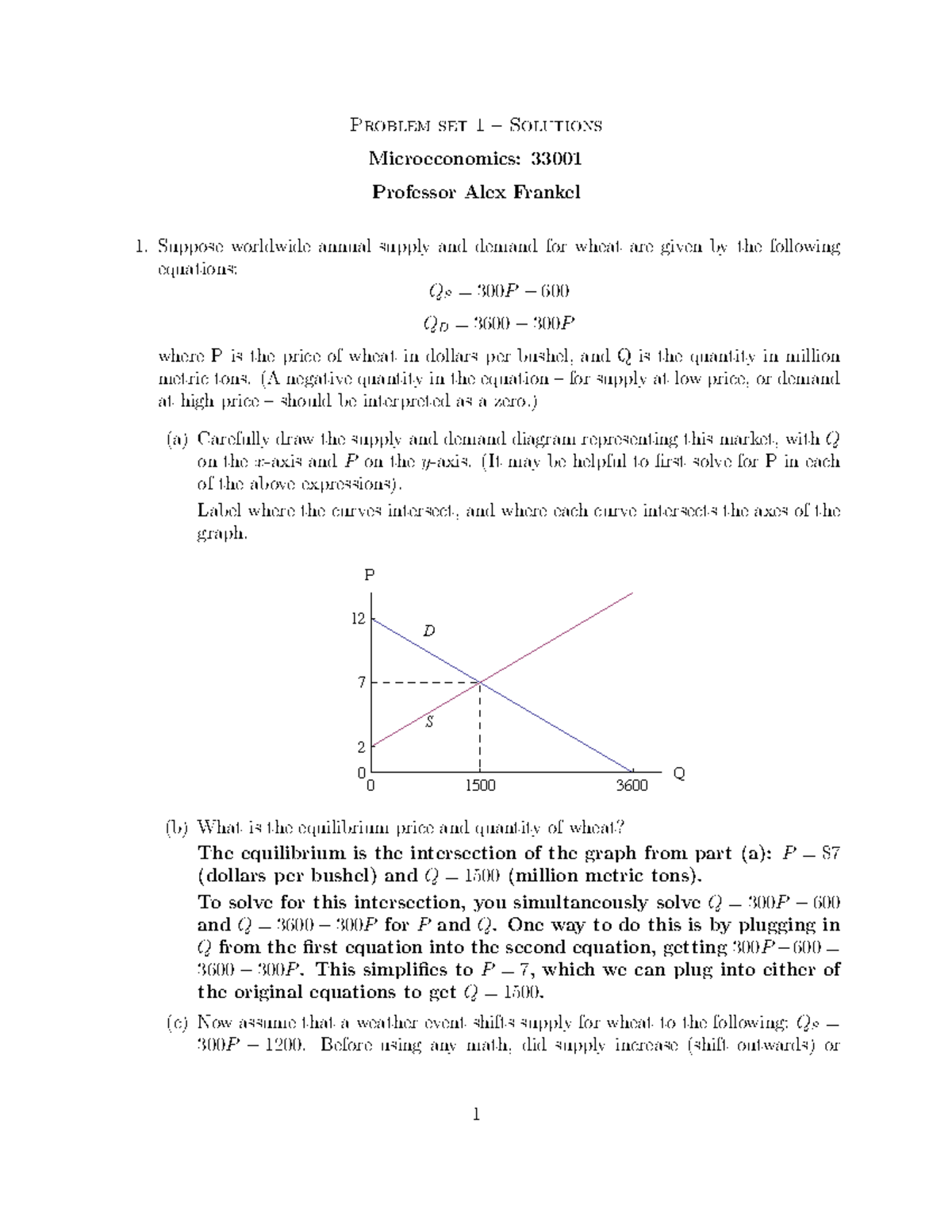 Ps1-solutions - Answer Key To Problem Set 1 Of Booth Intro ...