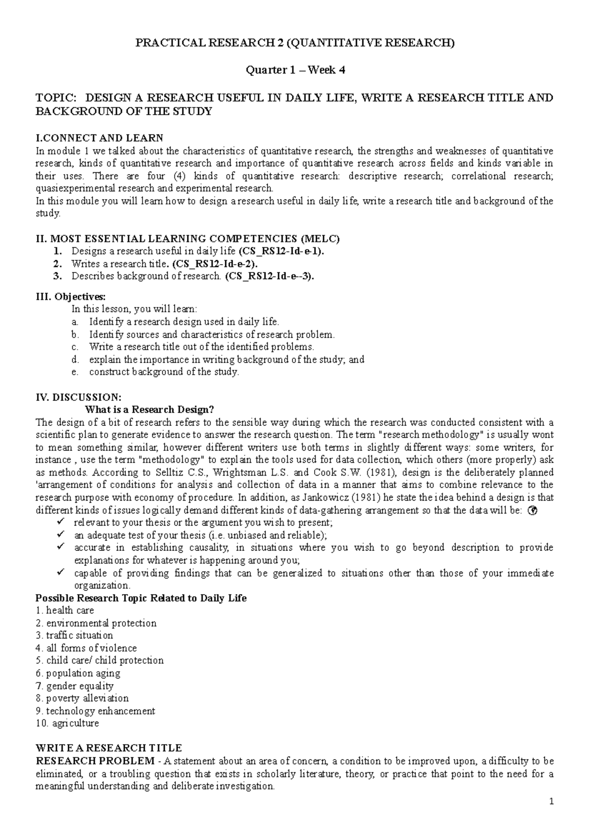 PR2 Q1 WEEK4 - sir jojo fabia - PRACTICAL RESEARCH 2 (QUANTITATIVE ...