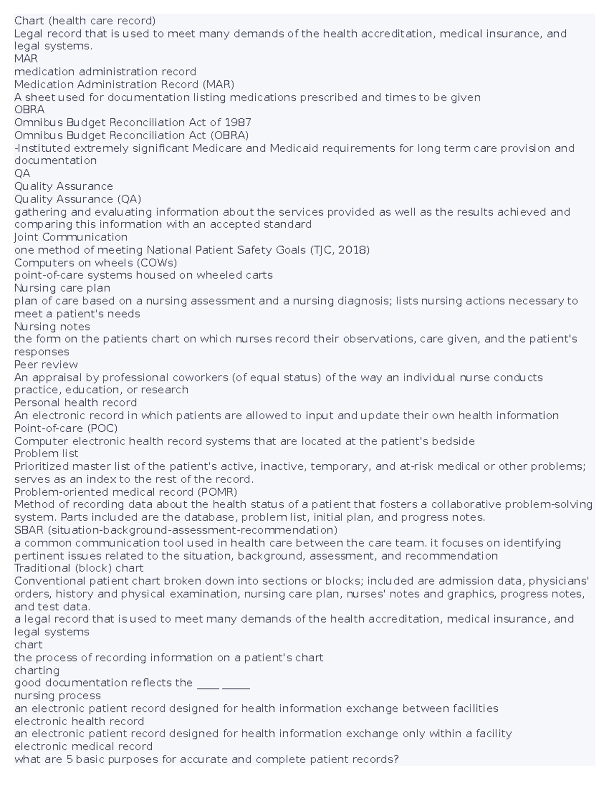 ch.3 documentation - Chart (health care record) Legal record that is used  to meet many demands of - StuDocu
