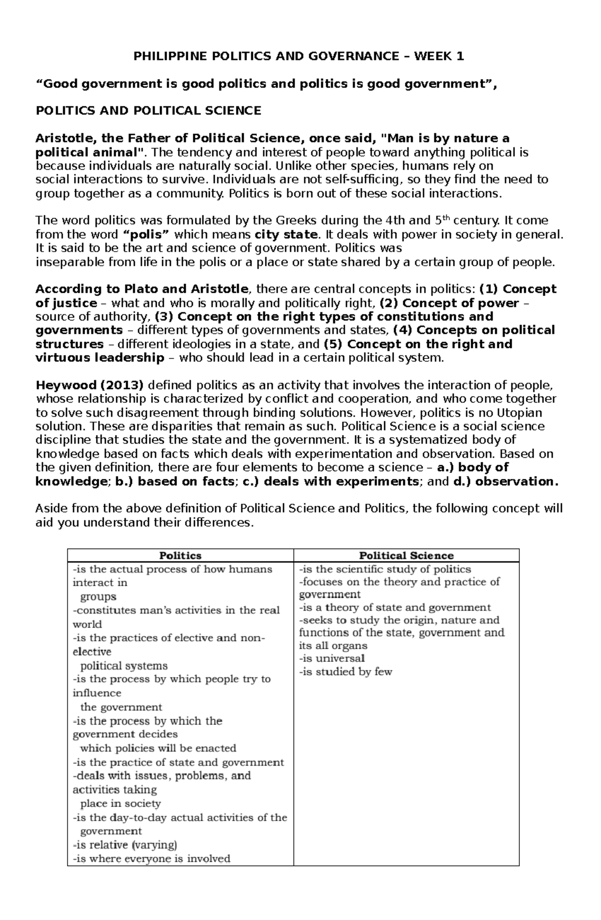 Csc Ppg Week 1 Additional Notes Philippine Politics And Governance Week 1 “good Government 3114