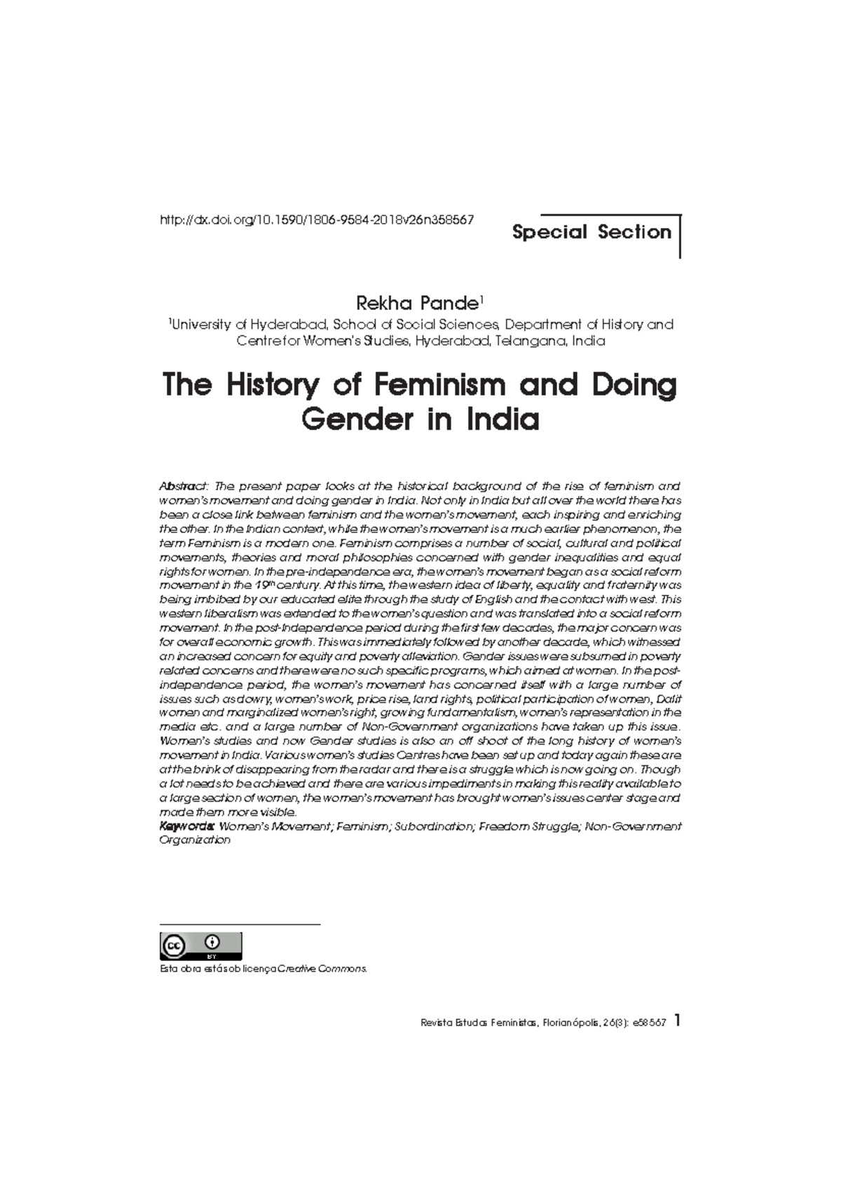 The History of Feminism and Doing Gender in India - Rekha Pande 1 1 ...
