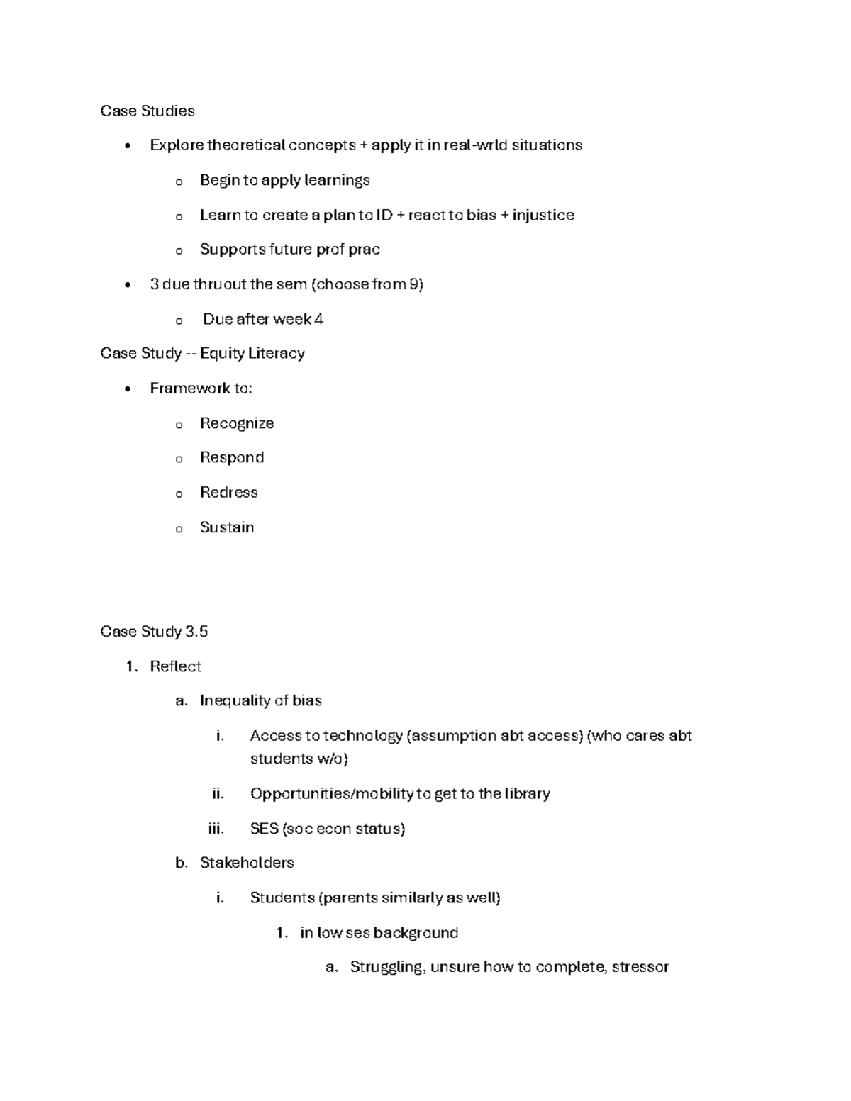 HDFS 2001 Case Study Example - Case Studies • Explore theoretical ...