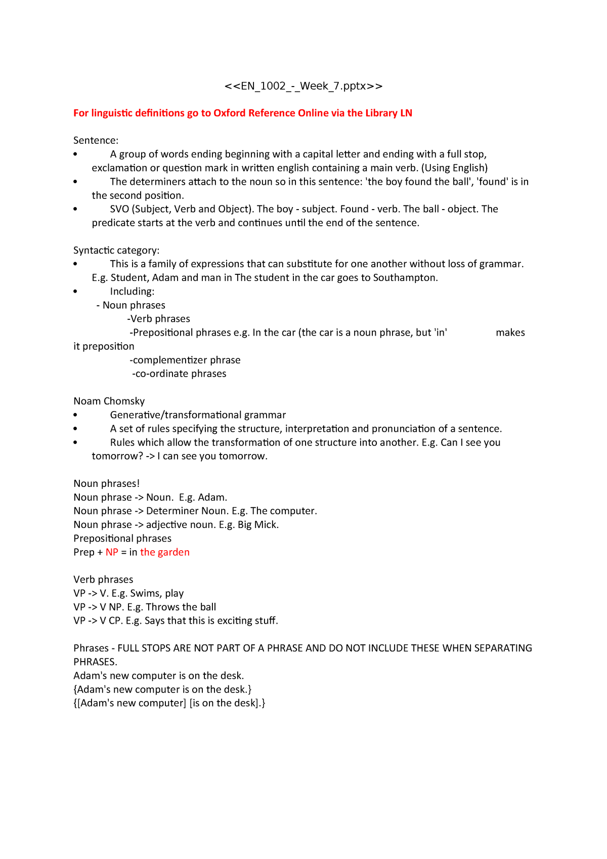 Syntax Phrases 8 Lecture Notes 8 Studocu