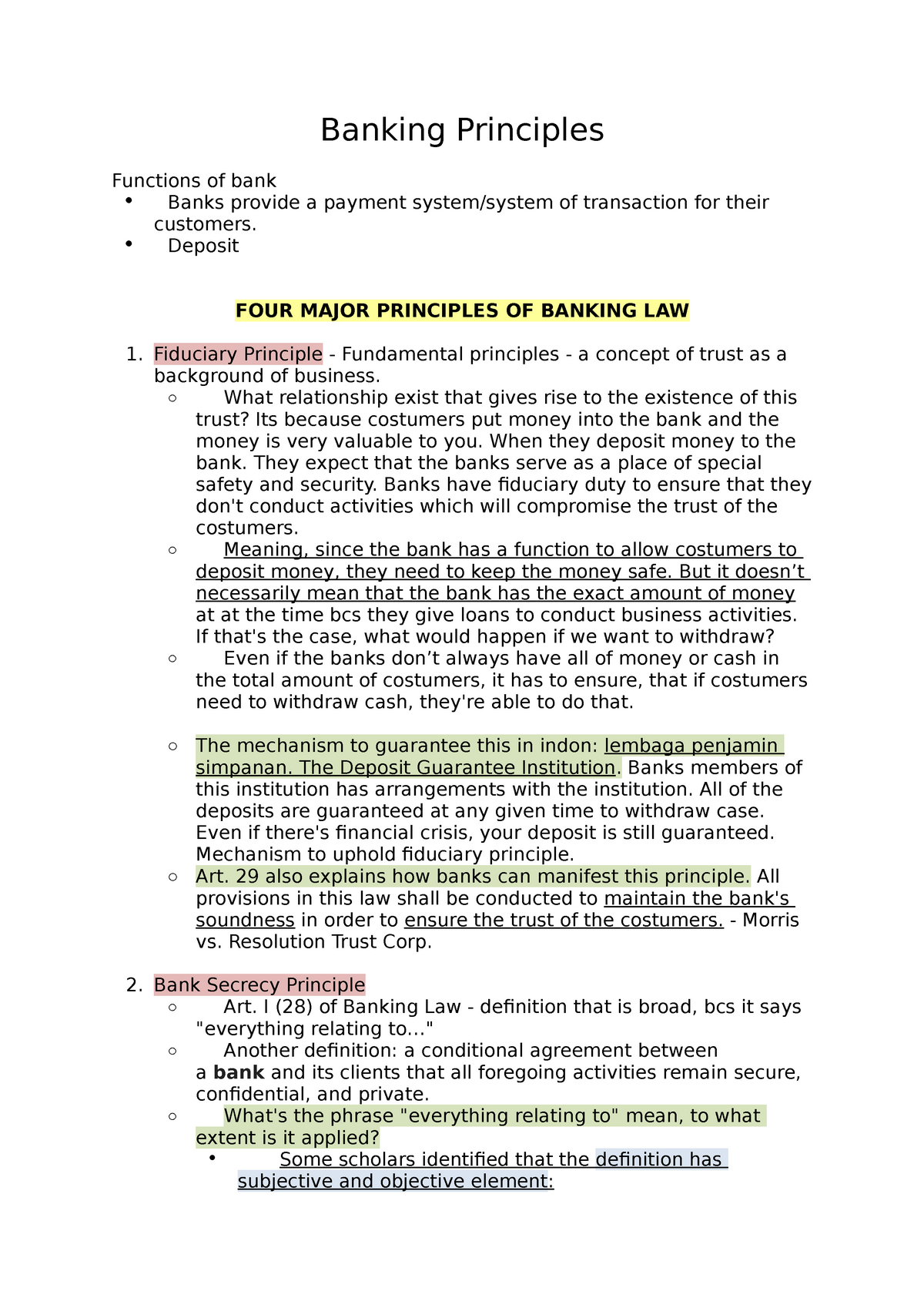 Banking Principles - Lecture Notes 2 - Banking Principles Functions Of ...