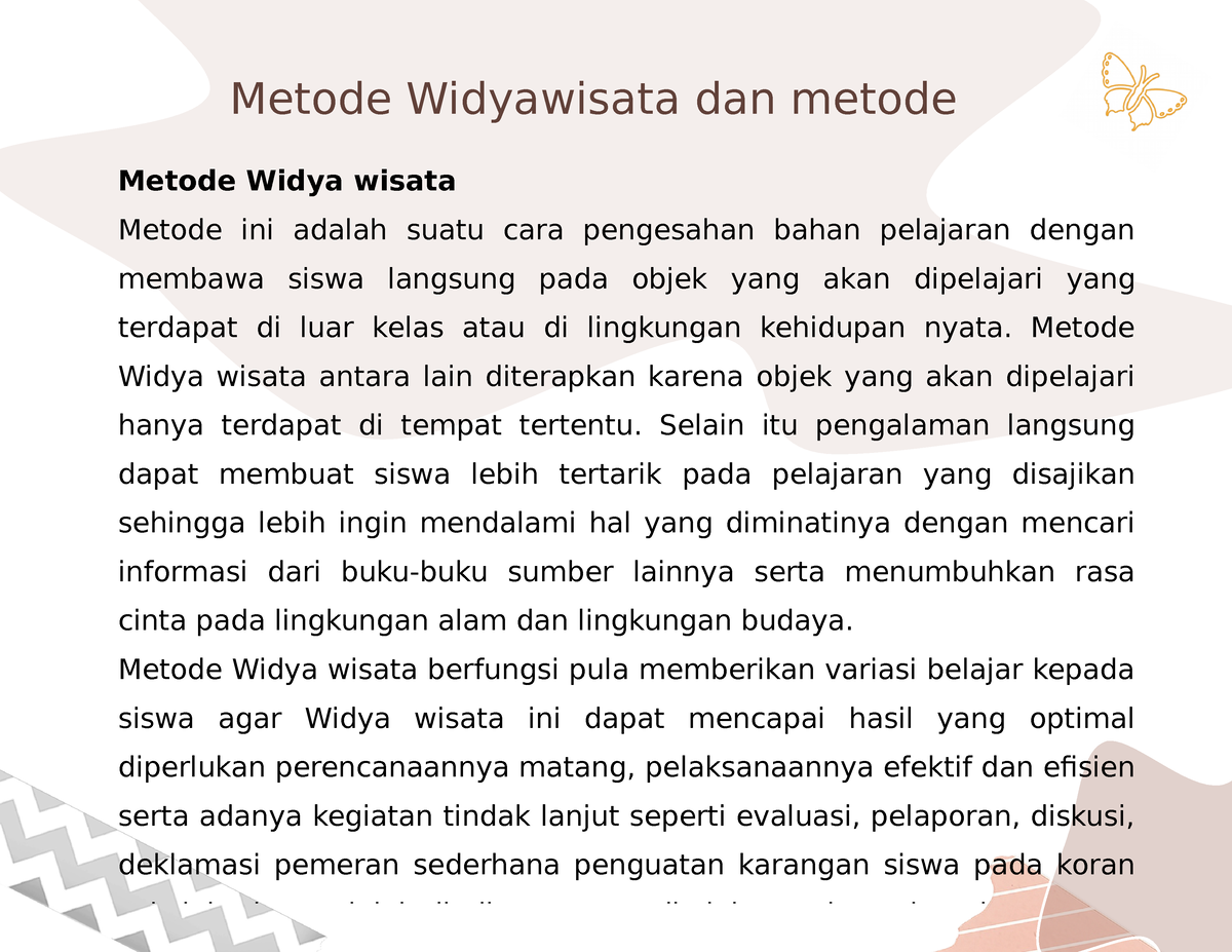 Metode Widyawisata Dan Metode Pameran - Metode Widyawisata Dan Metode ...