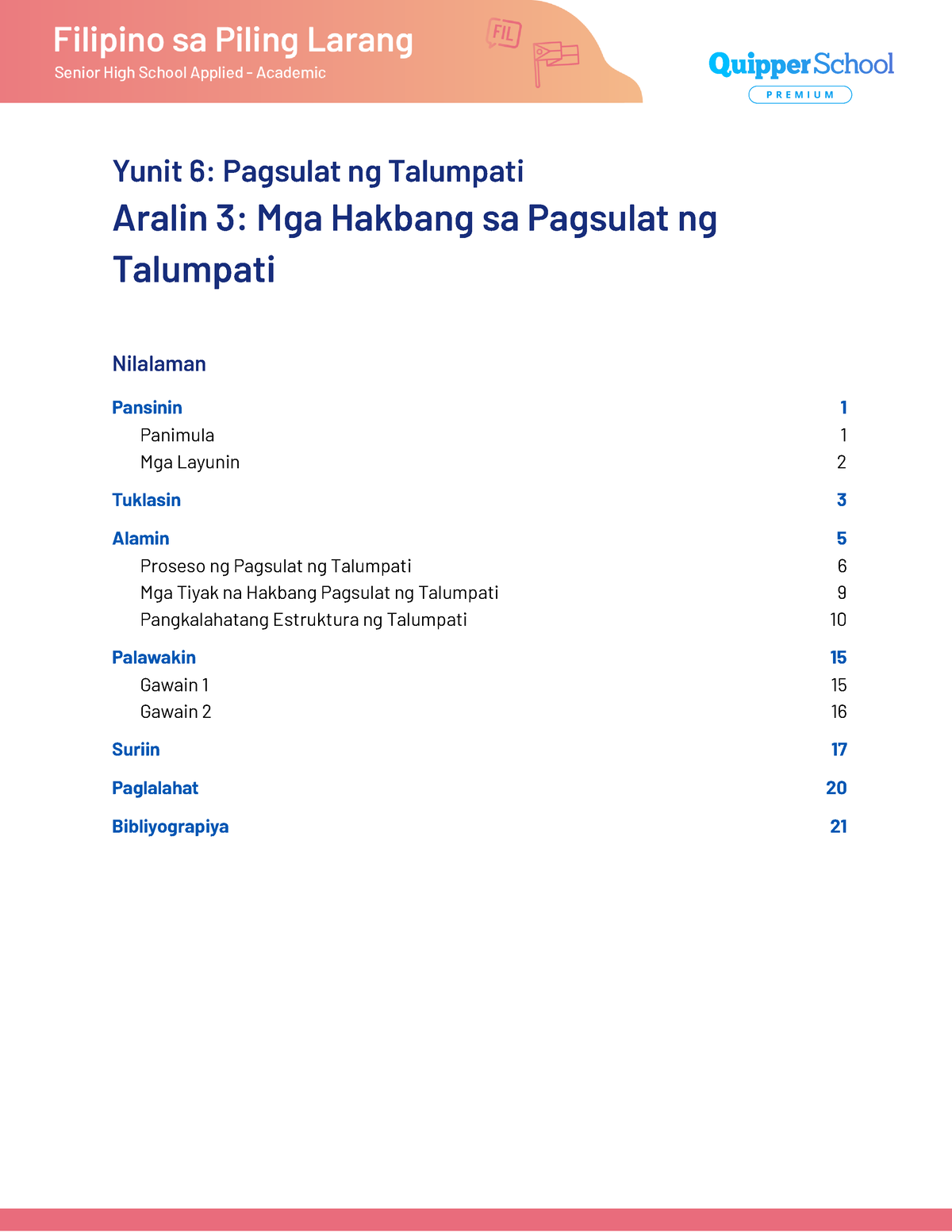 Sg Fpl 11 12 Q1 0603 Mga Hakbang Sa Pagsulat Ng Talumpati Yunit 6