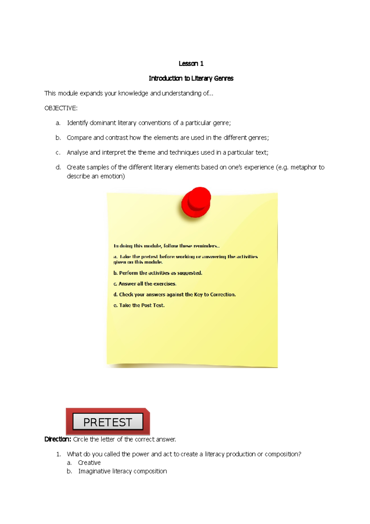 Creative module-L1 - - Studocu