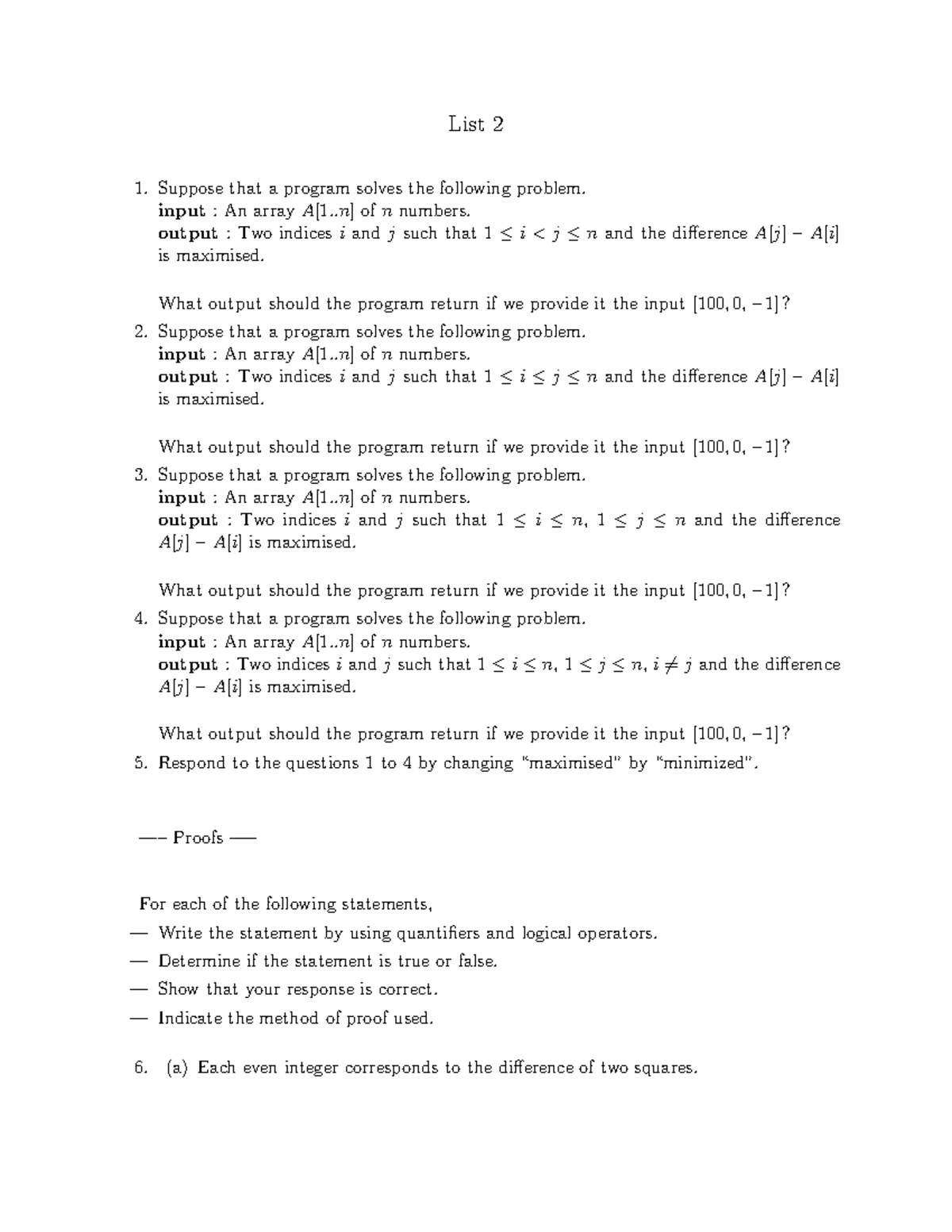 Practice Problem 2 - List 2 Suppose that a program solves the following ...