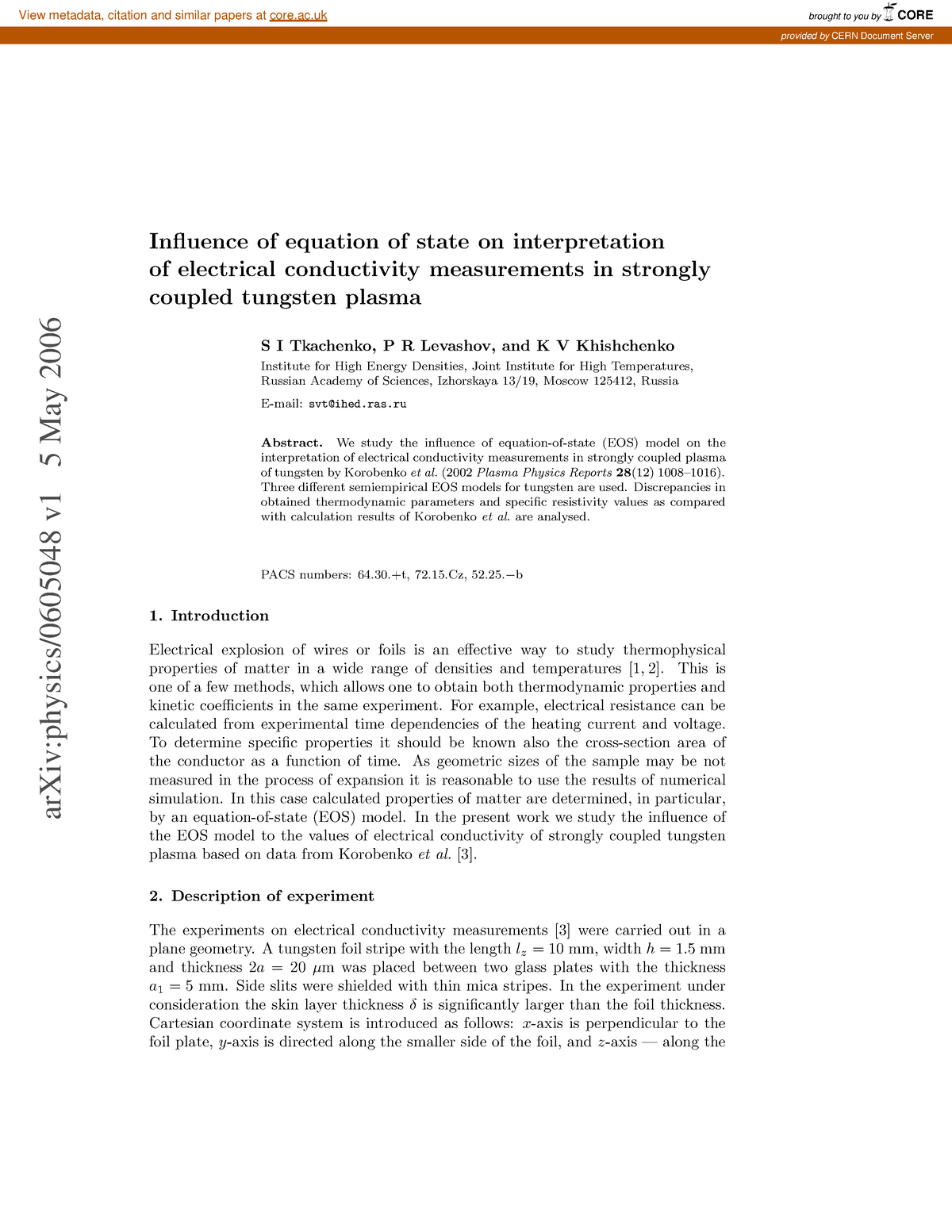 44113885 - Cours - ArXiv:physics/0605048 V 5 May 2006 Influence Of ...