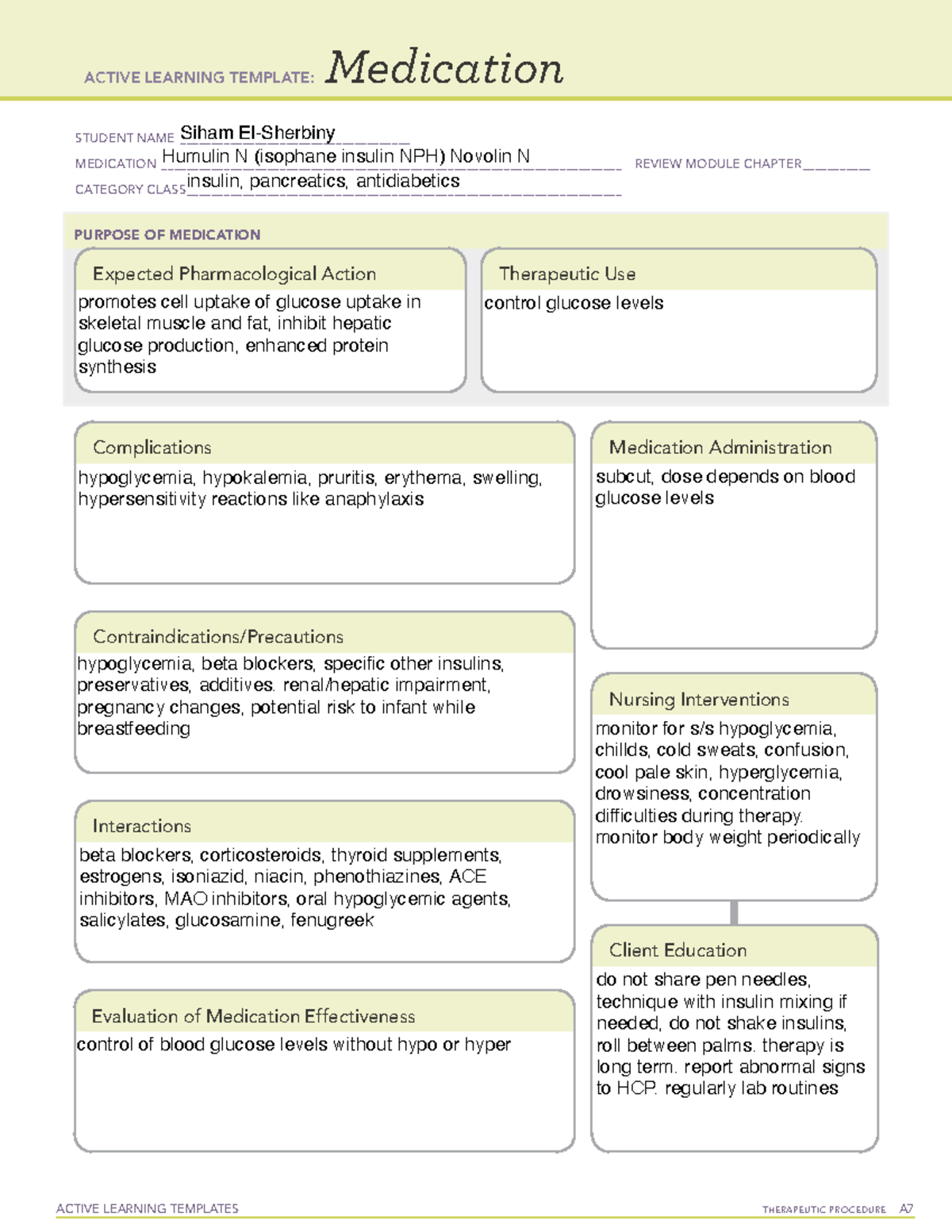 Humulin N - Medication - ACTIVE LEARNING TEMPLATES TherapeuTic ...