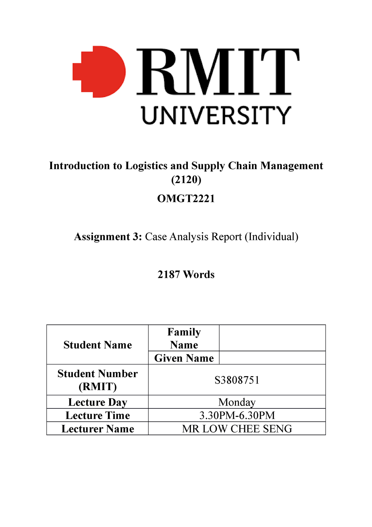 strategic supply chain management and logistics assignment