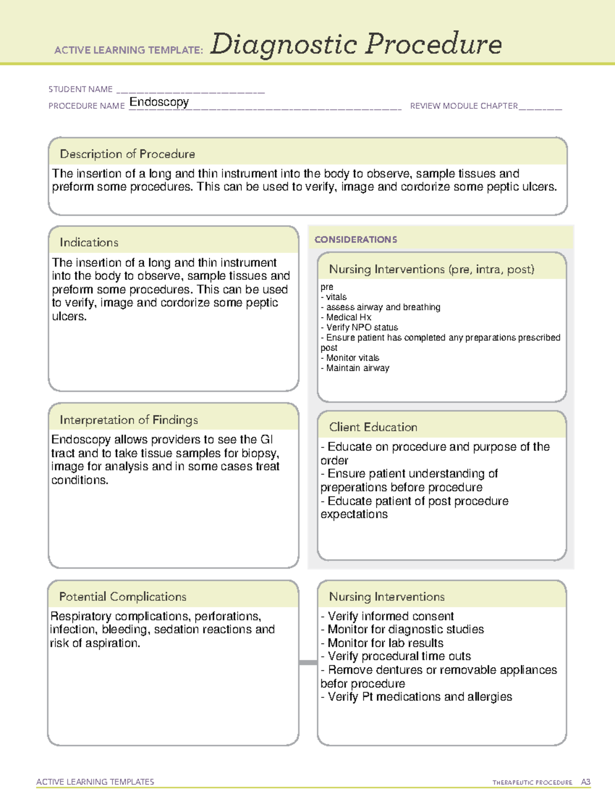 Ati Diagnostic Procedure Template