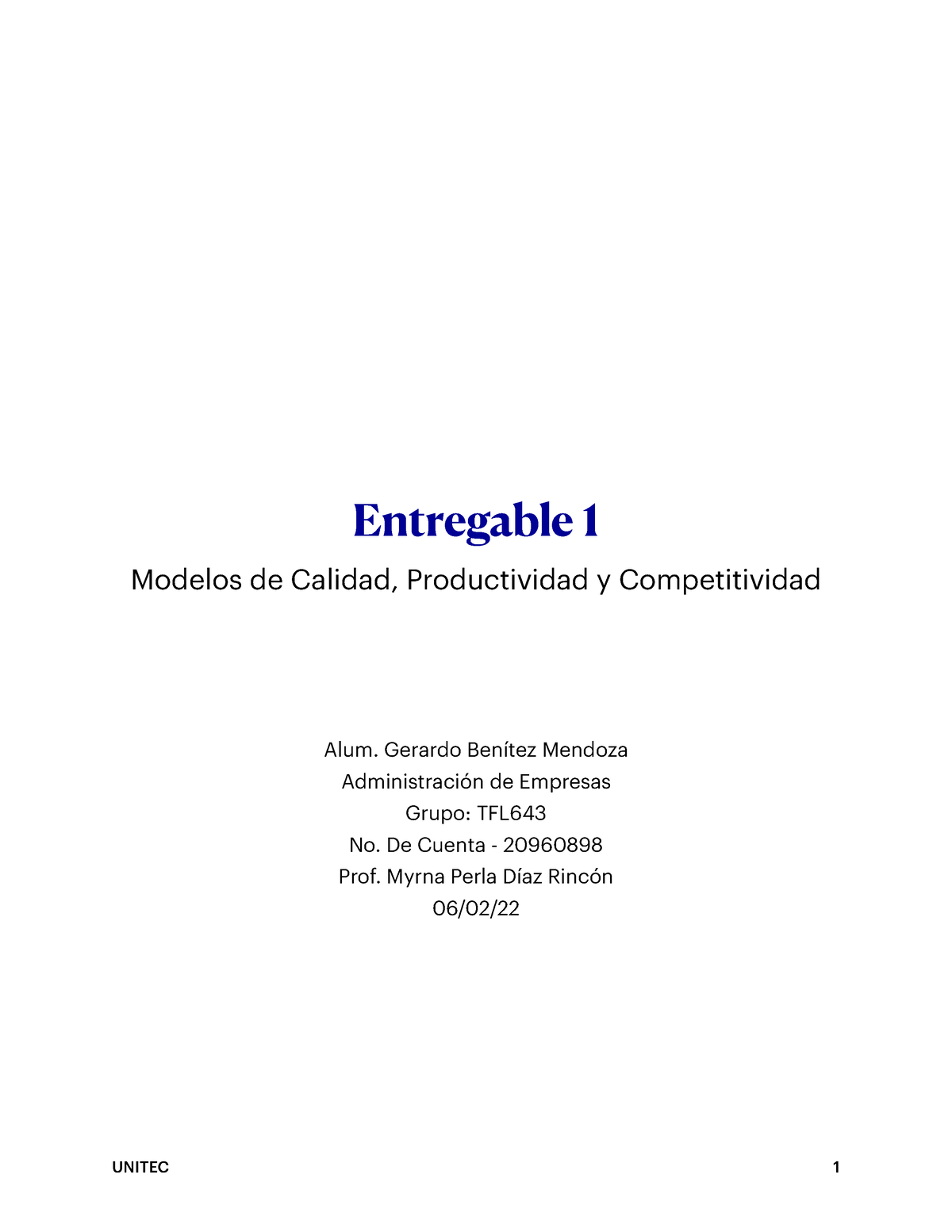 Entregable 1 Modelos De Calidad PDF - Entregable 1 Modelos De Calidad ...